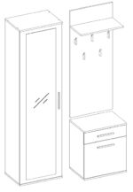 Gar Duo Entry Furniture with Mirror / Shoe Rack & Wardrobe Sonoma 72x50x180cm - Image 4