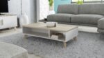 Rectangular Central Coffee Table Lotta 110 Wooden White / Sonoma Oak M110xW60xH35cm - Image 5