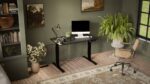 Gaming Office Wooden Black/san with Metal Legs & Adjustable Height 121x67x72cm - Image 2