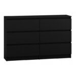 M6 Wooden Chest of Drawers with 6 Drawers Black 120x30x77cm - Image 2