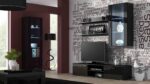 Soho Floor-standing Living Room Display Cabinet made of Particleboard with Glass Black 41x60x192cm - Image 6