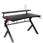 Gaming Office Hero 5.0 Wooden Black with Metal Legs, LED & USB ports 120x59x112cm - Image 5