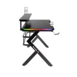 Gaming Office Hero 5.0 Wooden Black with Metal Legs, LED & USB ports 120x59x112cm - Image 4