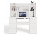 Kuba Wooden Desk with Bookcase White 180x150x70cm - Image 4