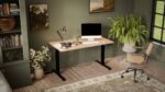 Gaming Office Wooden Black/wotan with Metal Legs & Adjustable Height 150x80x72cm - Image 2
