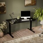 Gaming Office Wooden Balck with Metal Legs & Adjustable Height 150x80x72cm