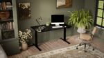Gaming Office Wooden Balck with Metal Legs & Adjustable Height 150x80x72cm