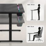 Electric Gaming Desk Wooden Black with LED 100x50x75cm - Image 7
