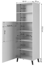 Abeto Floor-standing Living Room Display Cabinet made of Particleboard with Glass Black 60x40x176cm - Image 4