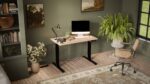 Gaming Office Wooden Black/wood with Metal Legs & Adjustable Height 121x67x72cm - Image 2