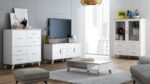 Rectangular Central Coffee Table Lotta 110 Wooden White / Sonoma Oak M110xW60xH35cm - Image 6