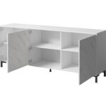 MARMO 3D chest of drawers 200x45x80 5 cm white matt/marble white
