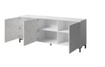 MARMO 3D chest of drawers 200x45x80 5 cm white matt/marble white