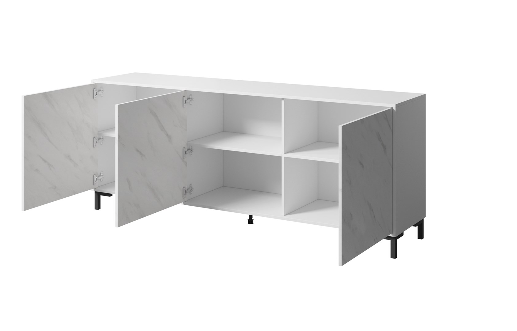 MARMO 3D chest of drawers 200x45x80 5 cm white matt/marble white - Image 1