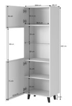 Pafos Floor-standing Living Room Display Cabinet made of Particleboard White 40x60x182cm - Image 4