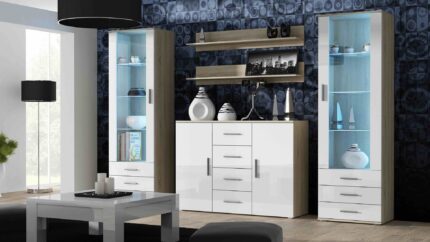 Cama living room sideboard UNI sonoma oak/white gloss