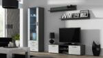 Soho Floor-standing Living Room Display Cabinet made of Particleboard with Glass Grey 41x60x192cm - Image 2