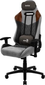 Aerocool Duke AeroSuede Fabric Gaming Chair with Adjustable Arms Black / Brown / Gray - Image 3