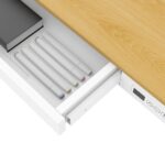 Electric Desk Wooden White/oak with Metal Legs & USB ports 140x70cm - Image 14