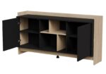 Sideboard Porto 2d Wooden with Drawers Oak/black 150x38x77cm - Image 2