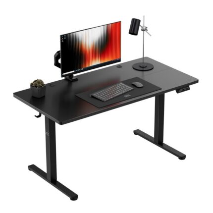 Electric Gaming Desk Wooden Black with LED 140x60x118cm