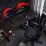 Electric Gaming Desk Wooden Black with LED 100x50x75cm - Image 3