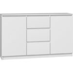 2D3S Wooden Buffet with Drawers White L120xW40xH97cm - Image 4