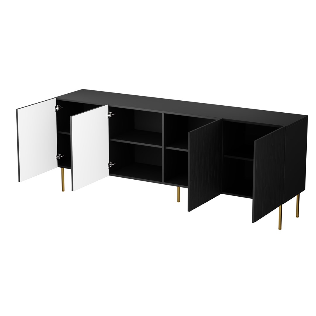 JUNGLE chest of drawers 190x40.5x74.5 black matt + golden legs - Image 1