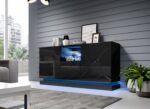 Chest of drawers QIU 2D1K 150x41.5x75 black gloss/black gloss - Image 3