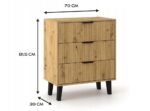 Bedroom Chest of Drawers from Wood & Metal Scandi Artisan 70x39x81.5cm - Image 4