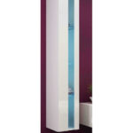 Vigo New Wall Living Room Display Cabinet made of Particleboard with Glass & Lighting White / White Gloss 40x30x180cm