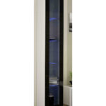 Vigo 180 Floor-standing Living Room Display Cabinet made of Particleboard with Glass & Lighting White / Black Gloss 40x30x180cm