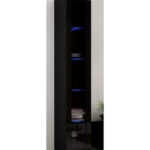 Vigo 180 Floor-standing Living Room Display Cabinet made of Particleboard with Glass Black / Black Gloss 40x30x180cm