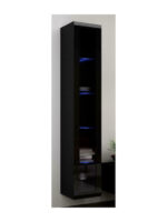 Vigo 180 Floor-standing Living Room Display Cabinet made of Particleboard with Glass Black / Black Gloss 40x30x180cm