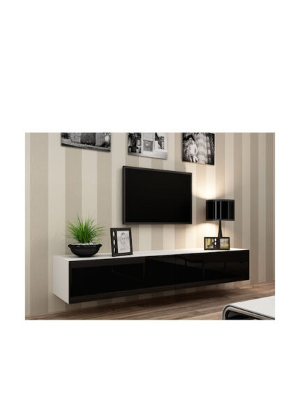 TV Stand Vigo White and Black Gloss M180xD30xH40cm RTV VIGO180