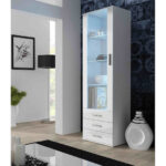 Soho Floor-standing Living Room Display Cabinet made of Particleboard with Glass White 41x60x192cm