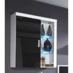 Floor-standing Living Room Display Cabinet made of Particleboard with Glass White/Black 90x35x111cm