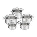 Tefal Duetto+ Σετ Κατσαρόλες από Ανοξείδωτο Ατσάλι Ασημί με Αντικολλητική Επίστρωση 5 Σκευών