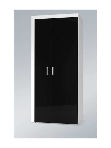 Double Door Wardrobe Samba White/black Gloss 90x55x203cm