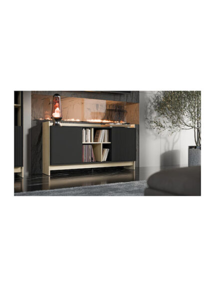 Sideboard Porto 2d Wooden with Drawers Oak/black 150x38x77cm