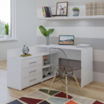 Corner Desk Dany Wooden White 120x120x75cm