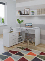 Corner Desk Dany Wooden White 120x120x75cm