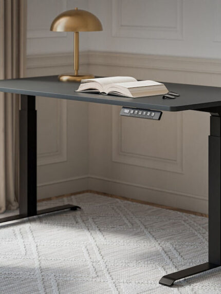 Gaming Office Wooden Black/anthracite with Metal Legs & Adjustable Height 150x80x72cm