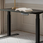 Gaming Office Wooden Black/san with Metal Legs & Adjustable Height 121x67x72cm