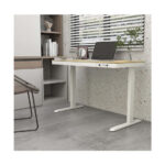 Electric Desk Wooden White/oak with Metal Legs & USB ports 140x70cm