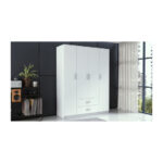 Four Door Wardrobe Romana 160 White 160x52x205cm