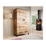 Double Door Wardrobe Lotta Black Velvet-Black Metal 120x76x176cm