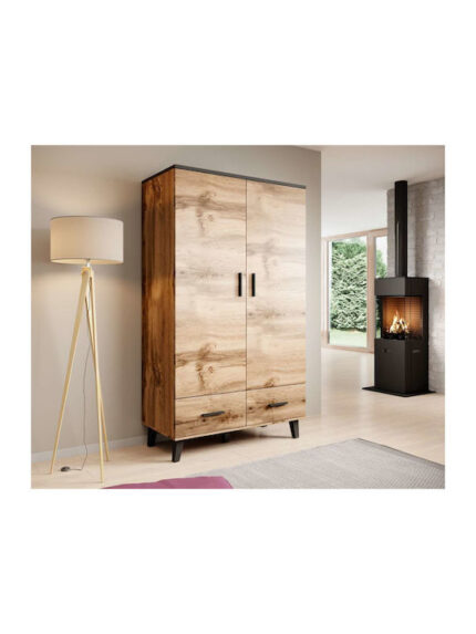 Double Door Wardrobe Lotta Black Velvet-Black Metal 120x76x176cm