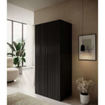 Double Door Wardrobe Pafos Black Matt 90x55.5x198.5cm