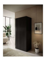 Double Door Wardrobe Pafos Black Matt 90x55.5x198.5cm